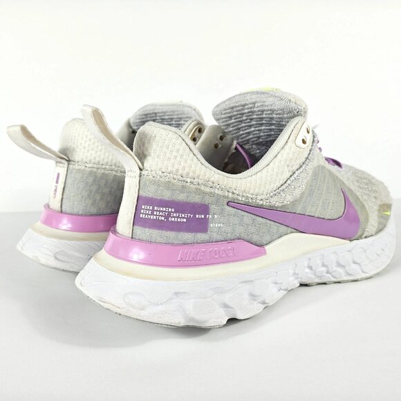 Nike React Infinity Run Flyknit 3 Womens 6.5 White Pink Running Shoes DZ3016-100 - Picture 7 of 16